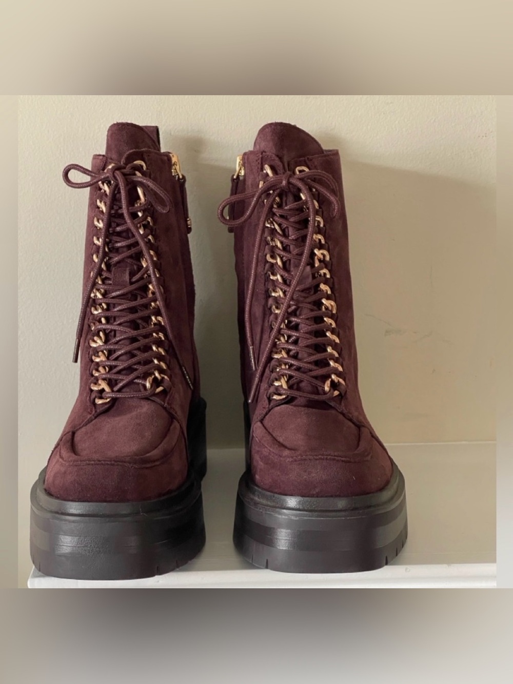 Sam Edelman Women's Lovrin Lace up Platform Combat Boot in Spiced Pecan color - Picture 5 of 10